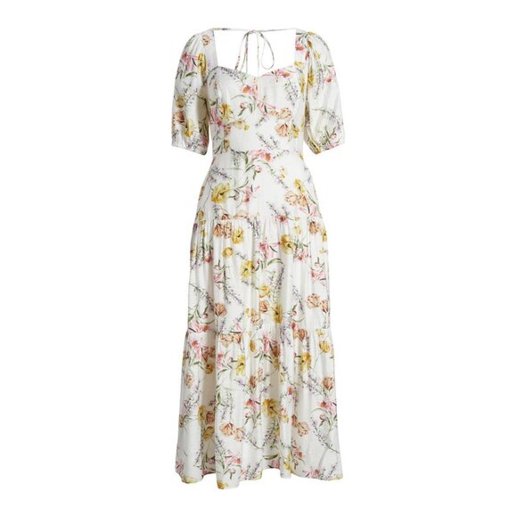 Lucy Paris Floral Puff Sleeve Tiered Maxi Dress - sz Small - Picture 4 of 12